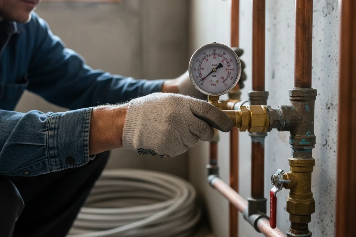 Pressure testing a repaired line during Water Line Repair in Counce
